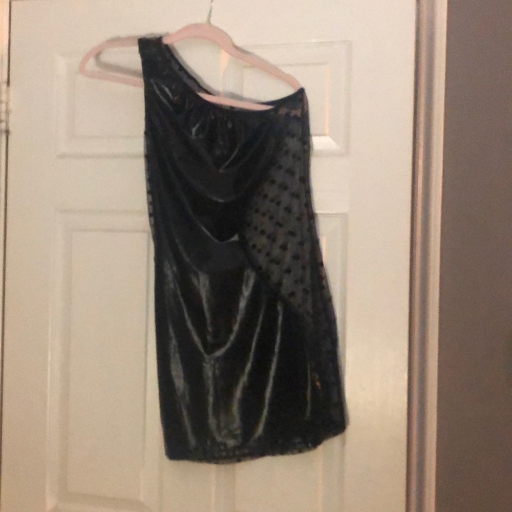 Lacy polka dot black dress.